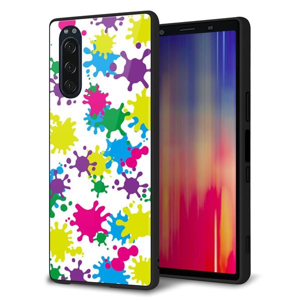 docomo エクスペリア5 SO-01M 強化ガラス＆TPUスマホケース ガラプリ【MA878 ペイントホワイト】