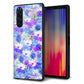 docomo エクスペリア5 SO-01M 強化ガラス＆TPUスマホケース ガラプリ【SC875 リバティプリント プレスドフラワー（ブルー）】