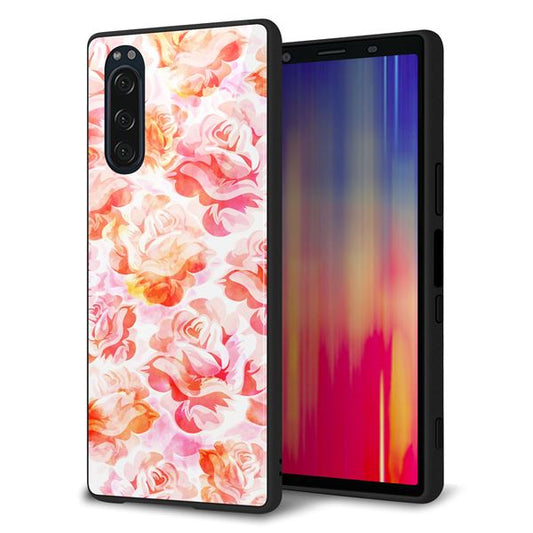 docomo エクスペリア5 SO-01M 強化ガラス＆TPUスマホケース ガラプリ【SC930 ローズ レッド】