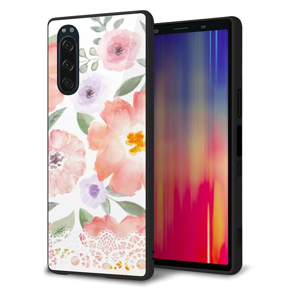 docomo エクスペリア5 SO-01M 強化ガラス＆TPUスマホケース ガラプリ【SC944 ドゥ・パフューム２】