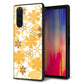 docomo エクスペリア5 SO-01M 強化ガラス＆TPUスマホケース ガラプリ【VA959 重なり合う花　オレンジ】