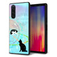 docomo エクスペリア5 SO-01M 強化ガラス＆TPUスマホケース ガラプリ【YJ329 魔法陣猫　キラキラ　パステル】