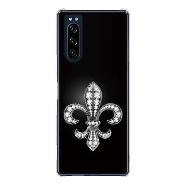Xperia 5 SO-01M docomo 高画質仕上げ 背面印刷 ハードケース 【042 ラインストーン風の印刷ゴージャスユリ】