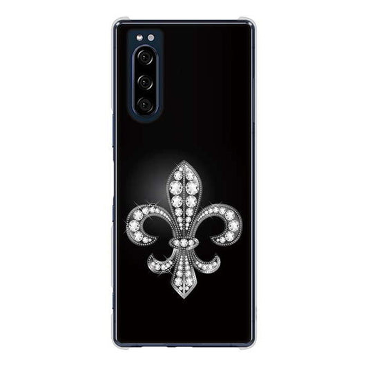 Xperia 5 SO-01M docomo 高画質仕上げ 背面印刷 ハードケース 【042 ラインストーン風の印刷ゴージャスユリ】
