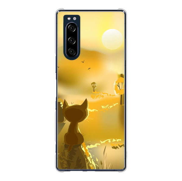 Xperia 5 SO-01M docomo 高画質仕上げ 背面印刷 ハードケース 【400 たそがれの猫】