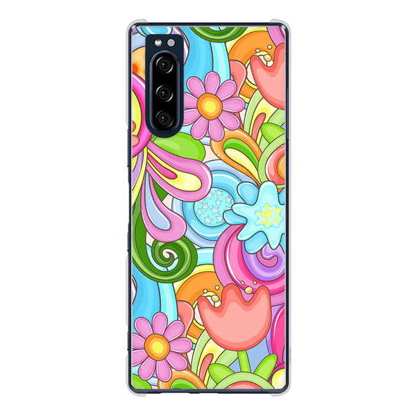 Xperia 5 SO-01M docomo 高画質仕上げ 背面印刷 ハードケース 【713 ミラクルフラワー】