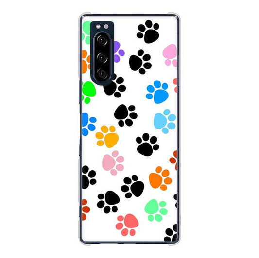 Xperia 5 SO-01M docomo 高画質仕上げ 背面印刷 ハードケース 【1108 あしあとカラフル】