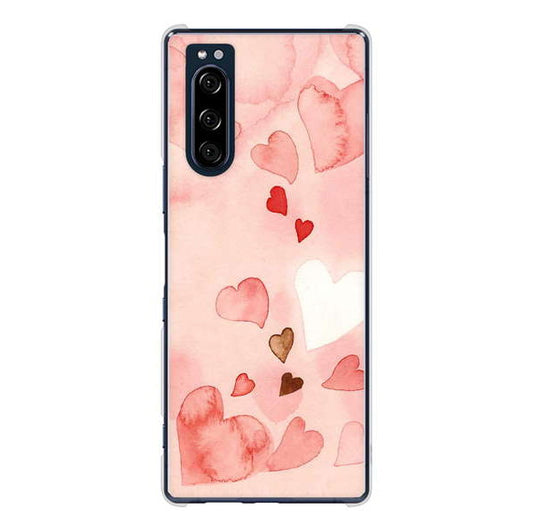 Xperia 5 SO-01M docomo 高画質仕上げ 背面印刷 ハードケース 【1125 ハートの和紙】