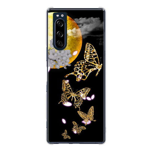 Xperia 5 SO-01M docomo 高画質仕上げ 背面印刷 ハードケース 【1150 月に昇る蝶】