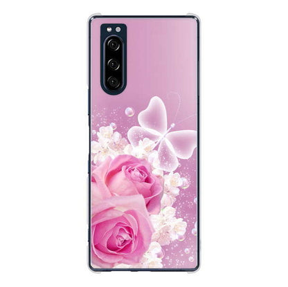 Xperia 5 SO-01M docomo 高画質仕上げ 背面印刷 ハードケース ロマンチックなバラ