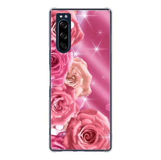 Xperia 5 SO-01M docomo 高画質仕上げ 背面印刷 ハードケース 【1182 ピンクの薔薇に誘われて】