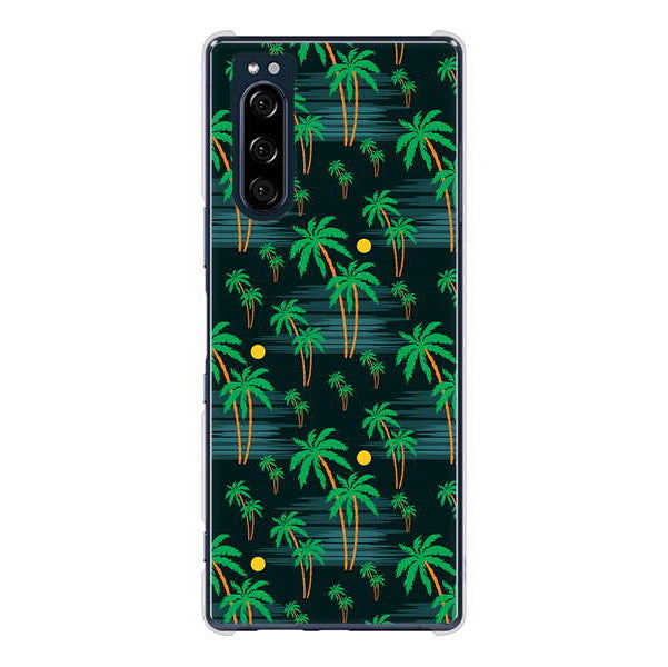 Xperia 5 SO-01M docomo 高画質仕上げ 背面印刷 ハードケース 【1315 月夜とヤシ】