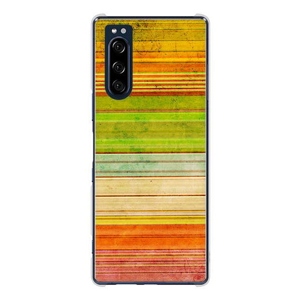 Xperia 5 SO-01M docomo 高画質仕上げ 背面印刷 ハードケース 【1324 ビンテージボーダー（色彩）】
