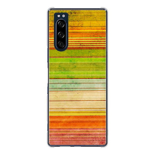 Xperia 5 SO-01M docomo 高画質仕上げ 背面印刷 ハードケース 【1324 ビンテージボーダー（色彩）】