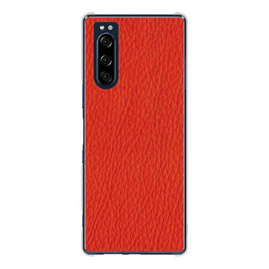 Xperia 5 SO-01M docomo 高画質仕上げ 背面印刷 ハードケース 【EK852 レザー風レッド】