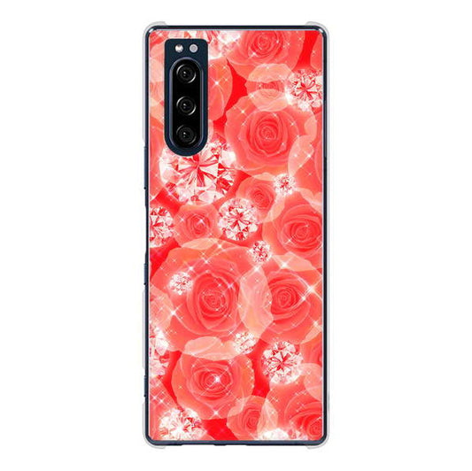 Xperia 5 SO-01M docomo 高画質仕上げ 背面印刷 ハードケース 【VA816 ダイヤモンドとバラ】