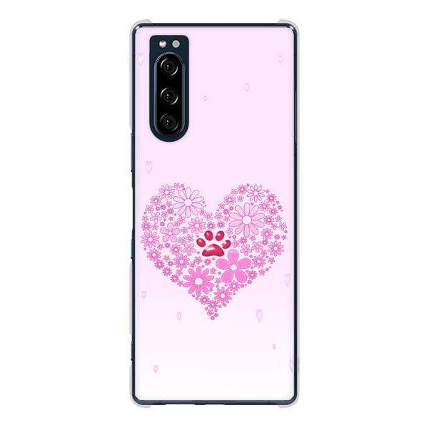 Xperia 5 SO-01M docomo 高画質仕上げ 背面印刷 ハードケース ハートと肉球