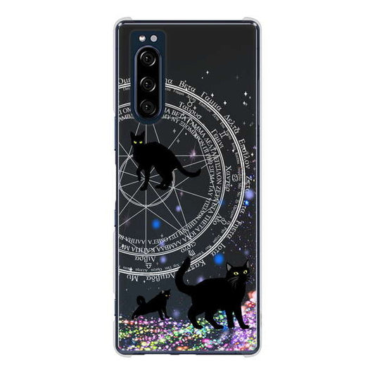 Xperia 5 SO-01M docomo 高画質仕上げ 背面印刷 ハードケース 魔法陣猫