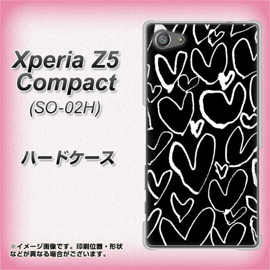 docomo エクスペリアZ5コンパクト SO-02H 高画質仕上げ 背面印刷 ハードケース【1124 ハート BK＆WH】