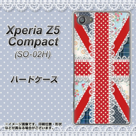 docomo エクスペリアZ5コンパクト SO-02H 高画質仕上げ 背面印刷 ハードケース【SC805 ユニオンジャック レース】