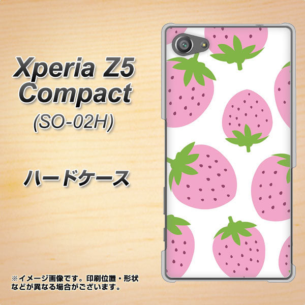 docomo エクスペリアZ5コンパクト SO-02H 高画質仕上げ 背面印刷 ハードケース【SC816 大きいイチゴ模様 ピンク】