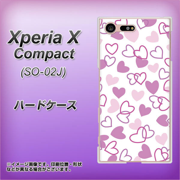 docomo エクスペリアXコンパクト SO-02J 高画質仕上げ 背面印刷 ハードケース【VA928 ハートがいっぱい パープル】