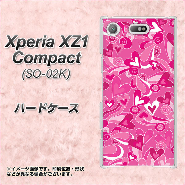 docomo エクスペリアXZ1 コンパクトSO-02K 高画質仕上げ 背面印刷 ハードケース【383 ピンクのハート】