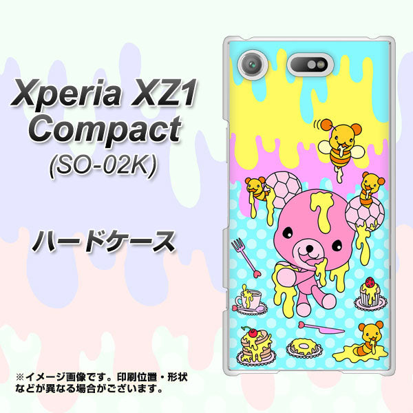 docomo エクスペリアXZ1 コンパクトSO-02K 高画質仕上げ 背面印刷 ハードケース【AG821 ハニベア（水玉水色）】