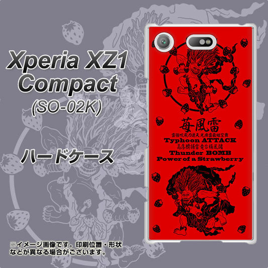 docomo エクスペリアXZ1 コンパクトSO-02K 高画質仕上げ 背面印刷 ハードケース【AG840 苺風雷神（赤）】