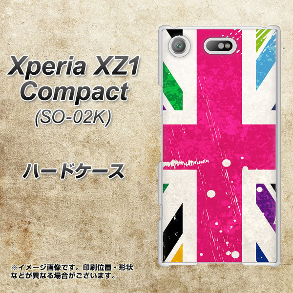 docomo エクスペリアXZ1 コンパクトSO-02K 高画質仕上げ 背面印刷 ハードケース【SC806 ユニオンジャック ピンクビンテージ】