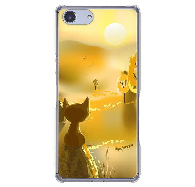 Xperia Ace SO-02L docomo 高画質仕上げ 背面印刷 ハードケース 【400 たそがれの猫】