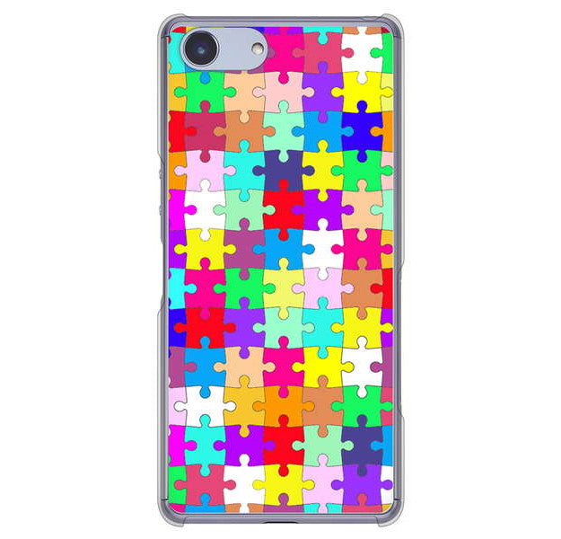 Xperia Ace SO-02L docomo 高画質仕上げ 背面印刷 ハードケース 【727 カラフルパズル】