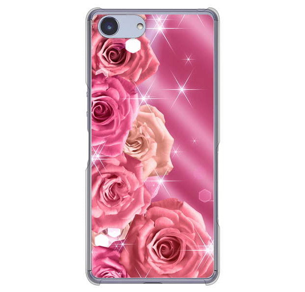 Xperia Ace SO-02L docomo 高画質仕上げ 背面印刷 ハードケース 【1182 ピンクの薔薇に誘われて】