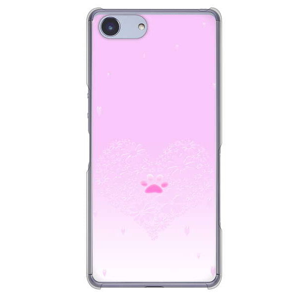 Xperia Ace SO-02L docomo 高画質仕上げ 背面印刷 ハードケース ハートと肉球