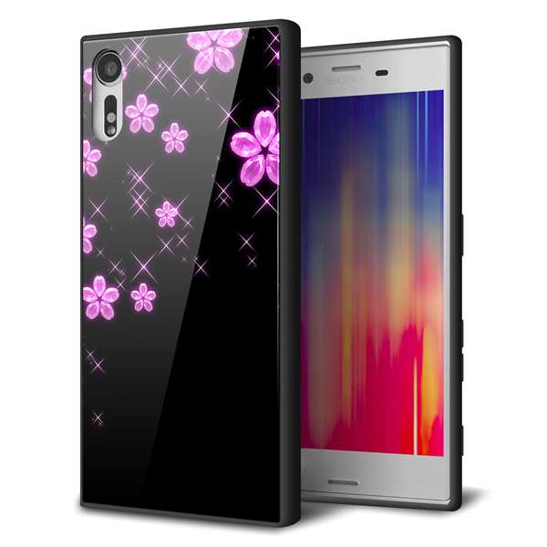 docomo エクスペリア XZs SO-03J 強化ガラス＆TPUスマホケース ガラプリ【019 桜クリスタル】