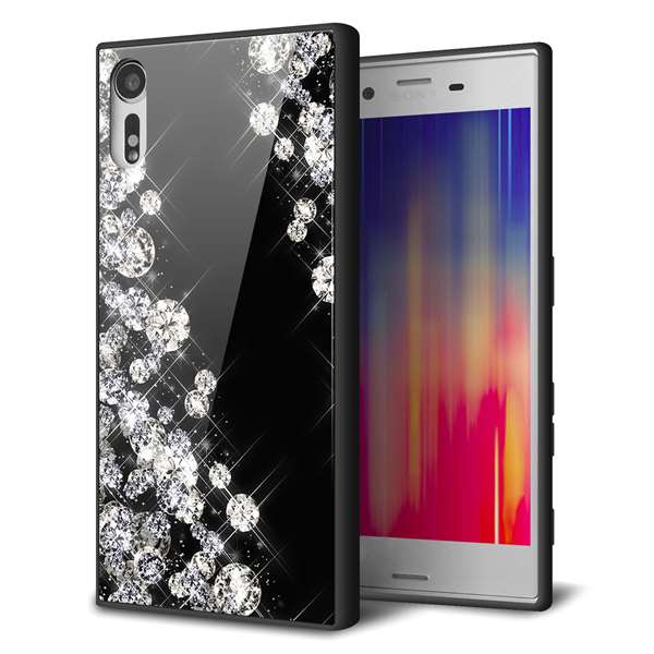docomo エクスペリア XZs SO-03J 強化ガラス＆TPUスマホケース ガラプリ【VA871 ダイヤモンドフレーム】