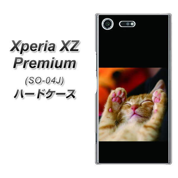 docomo エクスペリア XZ プレミアム SO-04J 高画質仕上げ 背面印刷 ハードケース【VA804 爆睡するネコ】