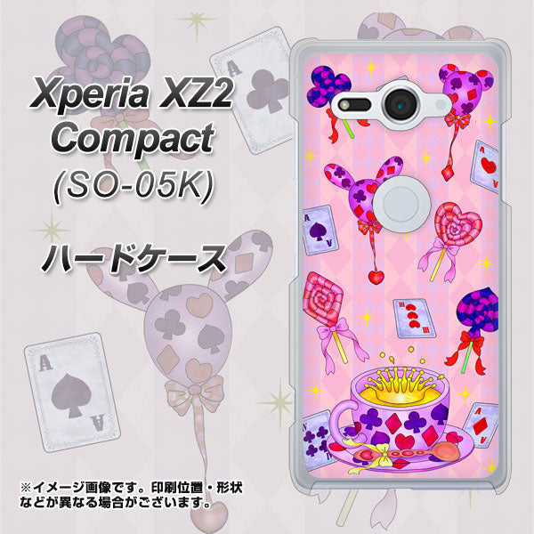docomo エクスペリア XZ2 コンパクト SO-05K 高画質仕上げ 背面印刷 ハードケース【AG817 トランプティー（ピンク）】