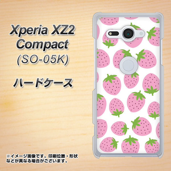 docomo エクスペリア XZ2 コンパクト SO-05K 高画質仕上げ 背面印刷 ハードケース【SC809 小さいイチゴ模様 ピンク】