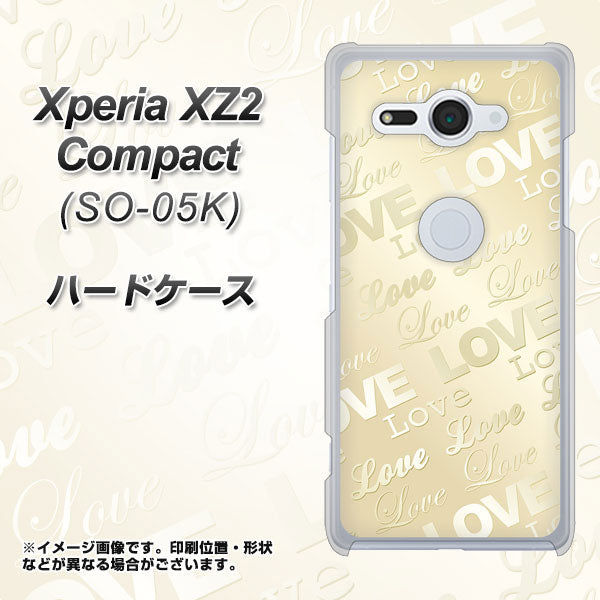 docomo エクスペリア XZ2 コンパクト SO-05K 高画質仕上げ 背面印刷 ハードケース【SC840 エンボス風LOVEリンク（ヌーディーベージュ）】