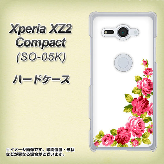 docomo エクスペリア XZ2 コンパクト SO-05K 高画質仕上げ 背面印刷 ハードケース【VA825 バラのフレーム(白)】