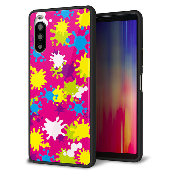 docomo エクスペリア10 II SO-41A 強化ガラス＆TPUスマホケース ガラプリ【MA876 ペイントピンク】