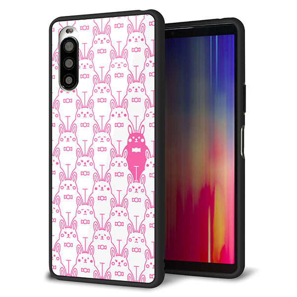docomo エクスペリア10 II SO-41A 強化ガラス＆TPUスマホケース ガラプリ【MA914 パターン ウサギ】