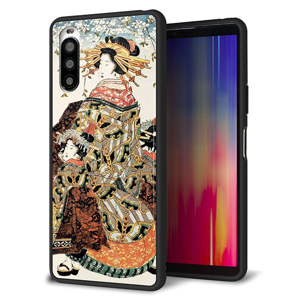 docomo エクスペリア10 II SO-41A 強化ガラス＆TPUスマホケース ガラプリ【MA967 花魁 C】