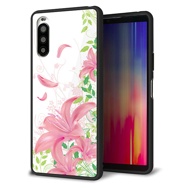 docomo エクスペリア10 II SO-41A 強化ガラス＆TPUスマホケース ガラプリ【SC849 ユリ（ピンク）】