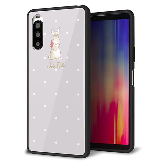 docomo エクスペリア10 II SO-41A 強化ガラス＆TPUスマホケース ガラプリ【SC968 Lady Rabbit グレージュ ガラプリhp】