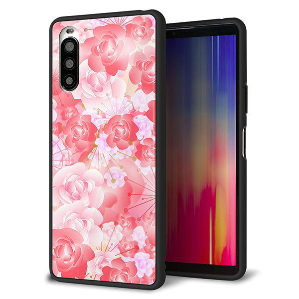 docomo エクスペリア10 II SO-41A 強化ガラス＆TPUスマホケース ガラプリ【VA817 はんなり色の華】
