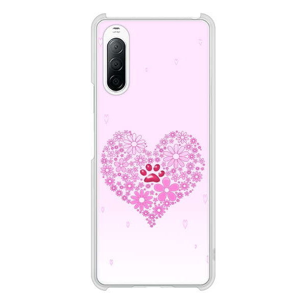 Xperia 10 II SO-41A docomo 高画質仕上げ 背面印刷 ハードケース ハートと肉球
