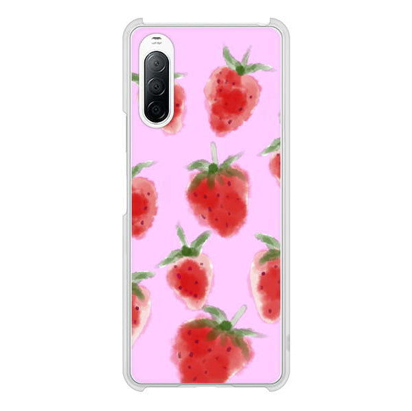 Xperia 10 II SO-41A docomo 高画質仕上げ 背面印刷 ハードケース イチゴ 水彩