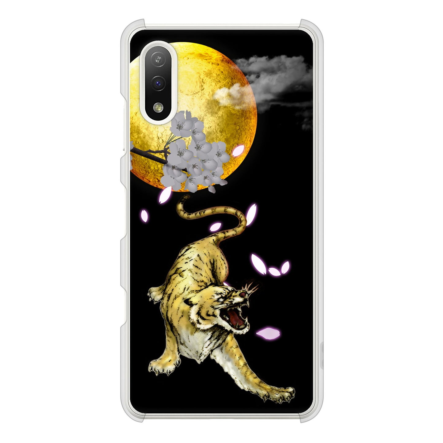 Xperia Ace II SO-41B docomo 高画質仕上げ 背面印刷 ハードケース 月とタイガー